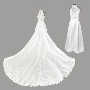 Jasmine Haute Couture Lace Halter Wedding Dress Long Cathedral‎ Remove Train  14